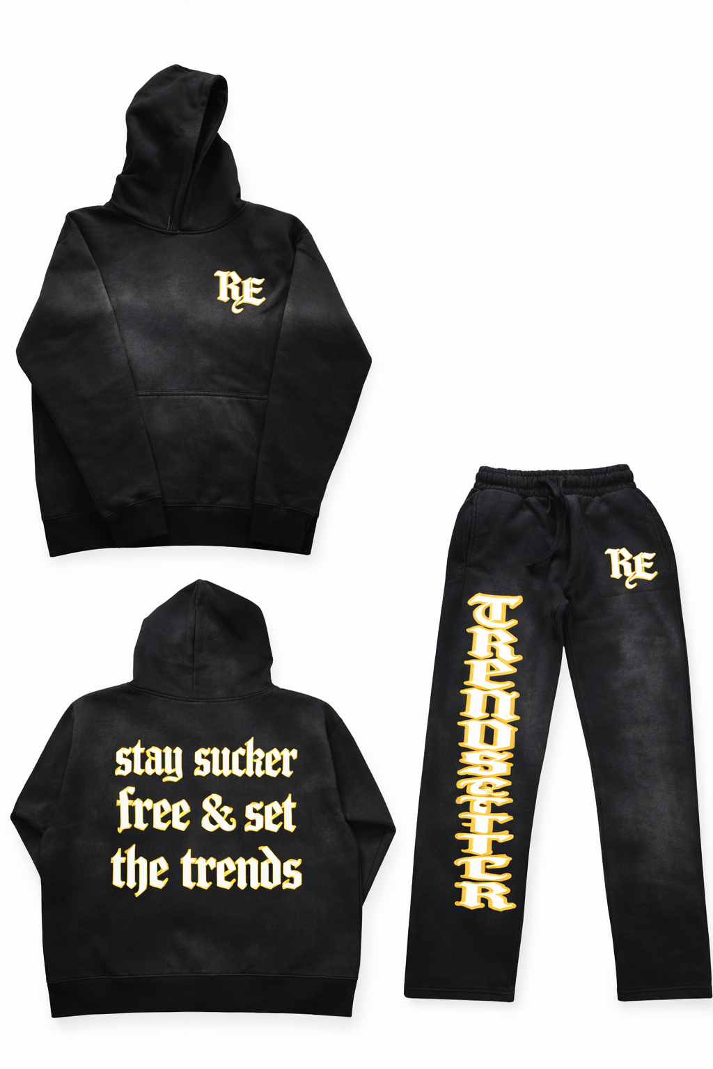 Black RE Trendsetter Zipup Sweatsuit